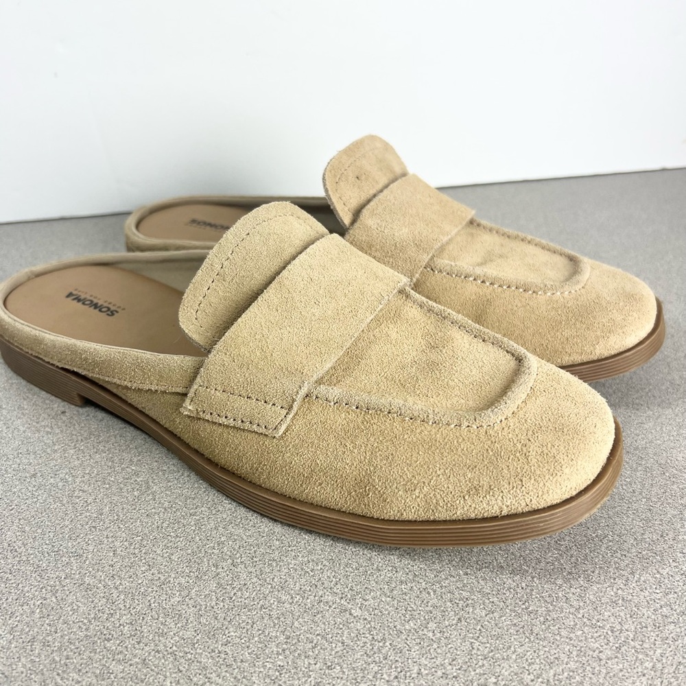 Sonoma Suede Mules size 8.5 tan slip on shoes